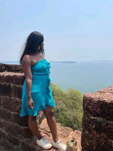 Blue Ruffled Mini Dress