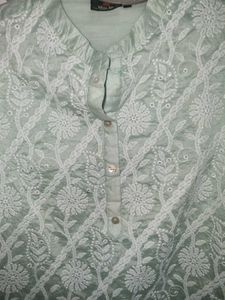 chanderi kurti with chicken work