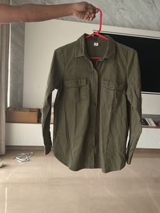 Olive Green Button-Down Shirt