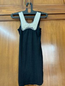 Black Bodycon Dress With Pearl Detailing
