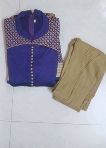Purple Anarkali Kurta Pant Set