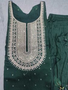 Green Chanderi Cotton Woven Design Kurta Sets 😍❤️