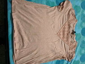 Peach Crochet Detail Top In Xl Size For Women