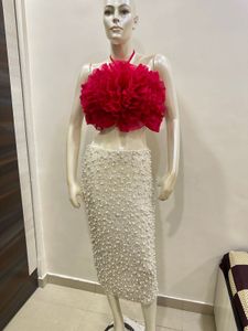 Floral Top and Pearl Skirt Set