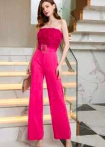 Pink Strapless Jumpsuit