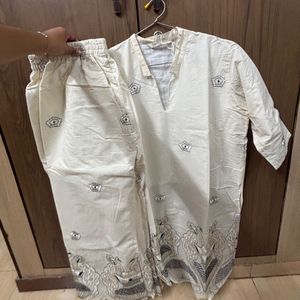 Elegant White Kurta Coord set