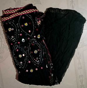 Black Georgette saree with stones
