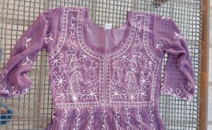Chikankari Anarkali Long Kruti