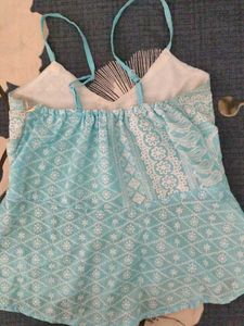 Boho Embroidered Light Blue Summer Cami Top