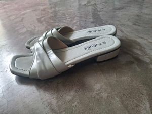 Sabrina White Criss-Cross Slides - Size 40