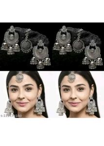 Oxidized Silver Jhumka Set