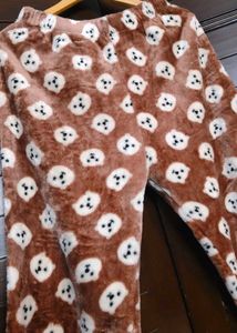 Women Cute Bear Print Wool Lounge Pants