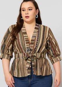 Boho Woven Tie-Waist Top | Size XXL