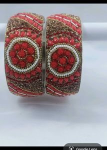 Red & Gold Beaded Bangles