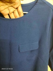 Navy Blue Pocket Blouse