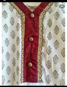 Elegant White &amp; Gold Anarkali