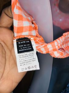 Orange Checkered Crop Top