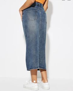Slit Denim A-Line Skirt