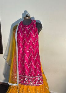 Pink &amp; Yellow Lehenga Choli Set