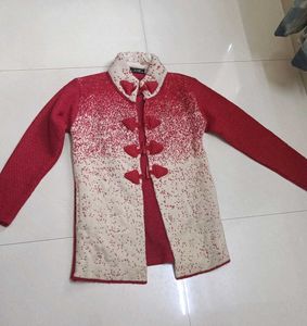 Unique Design Red Knit Sweater Cardigan