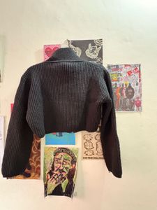 Cropped Knit Zip-Up Jacket