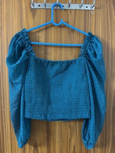 Teal Puff Sleeve Top