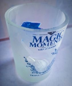 Hand made beautiful glass upcycled from vodka bott