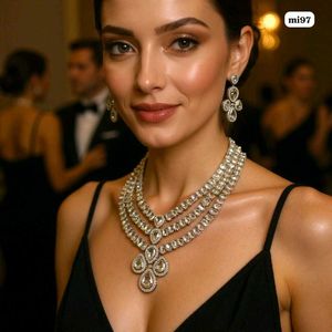 LUXURY QUALITY 3 LINE AMERICAN DIAMOND SET@ANY 1