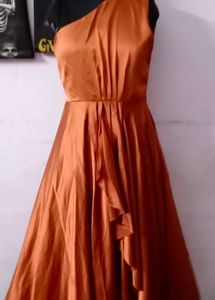 One Shoulder Satin Cocktail Dress .