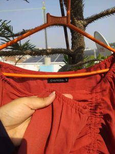 Rust Ruched Long Sleeve Top