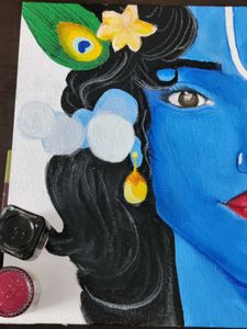 Krishna Ji Hand Painted Canvas