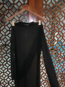 Ribbed Elegant Black Dress