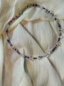 Amethyst &amp; Crystal Beaded Necklace