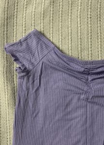 Lavender Ribbed Off-Shoulder Top