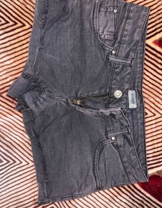Charcoal Wash Denim Booty Shorts