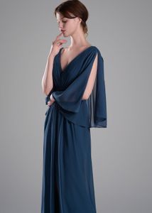 Flowing Chiffon Sleeves Ruched Dres