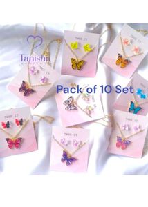 Butterfly Necklace & Earring Set - Pack of 10