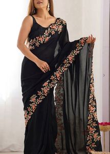Sarees Black Floral Saree