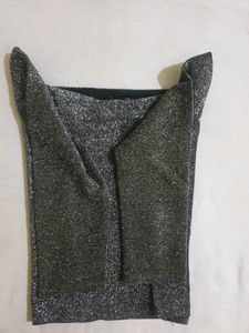 Grey Embellished Velvet Crop Top