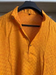 Orange Men Cotton Kurta