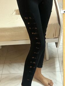 Black Lace Detail Leggings