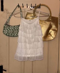⊹₊⟡⋆ y2k ruffled chatpata top with stones ⟡ ݁₊ .