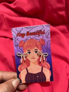 Bow Pearl Stud Earrings