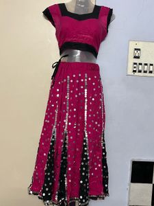 Navratri Pink & Black Embellished Lehenga CholiSet