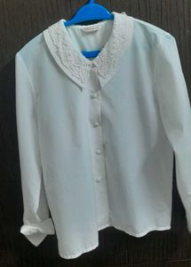 Lace Collar White Button-Up