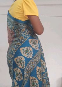Elegant Blue &amp; Brown Saree