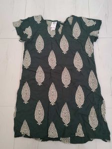 Green Floral Print Short Kurti