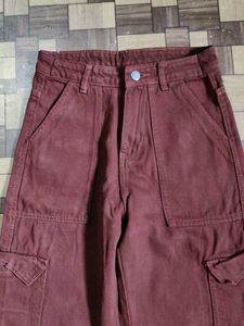Brown Maroon Coffee Colour Cargo Jeans