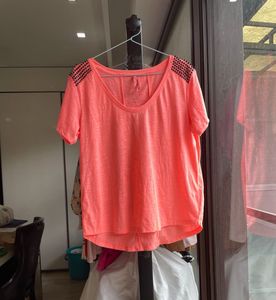 Coral Studded Shoulder Tee