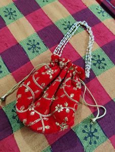 Red Velvet Potli Bag